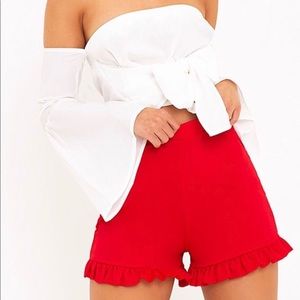 Red Ruffle Shorts